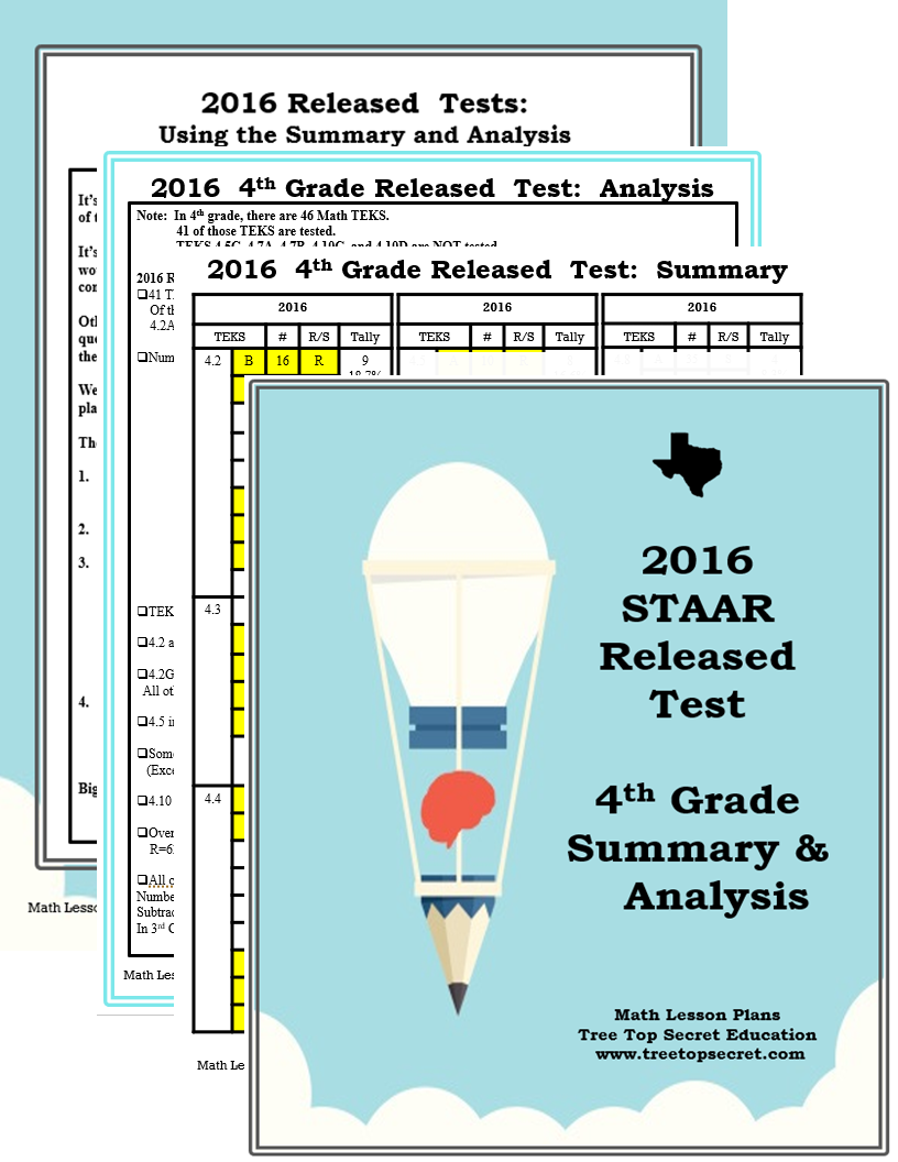 2016 Math Staar Released Test 4th Grade Summary And Analysis Treetopsecret Education